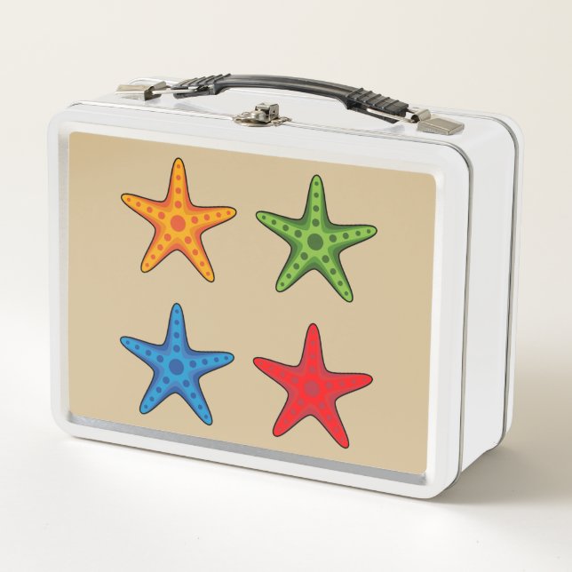 Cute Colourful Cartoon Starfish Set Metal Lunch Box (Front)