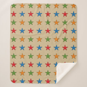 Cute Colourful Cartoon Starfish Set Sherpa Blanket