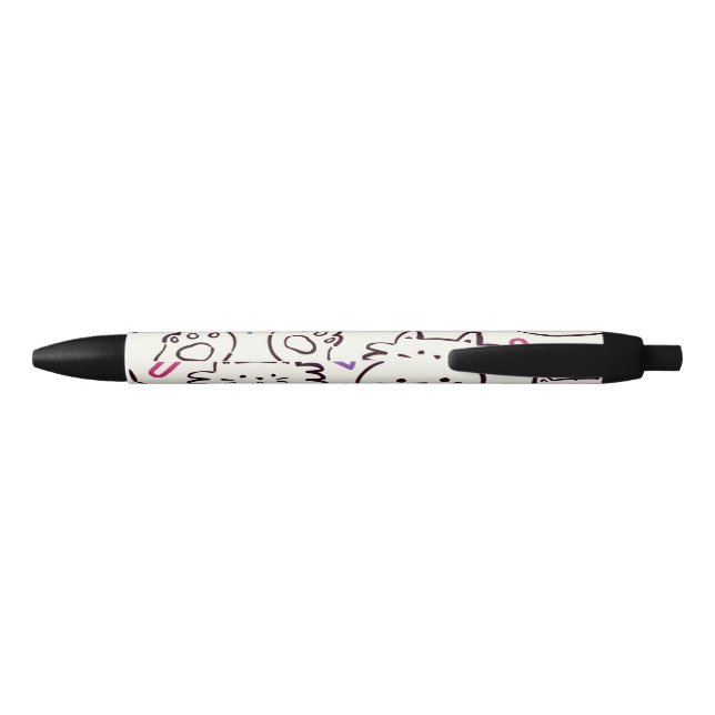cute colourful cat black ink pen (Back)