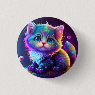 Cute Colourful Cat Digital Artwork-79827 3 Cm Round Badge