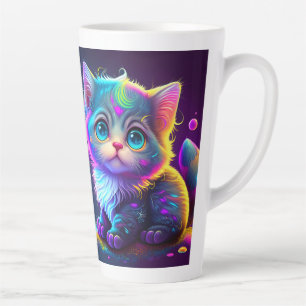 Cute Colourful Cat Digital Artwork-79827 Latte Mug