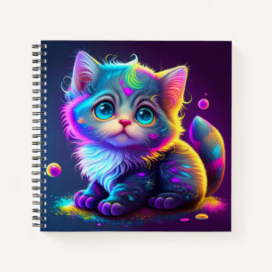 Cute Colourful Cat Digital Artwork-79827 Notebook