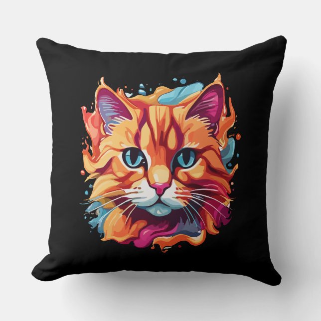  Cute Colourful Cat Face-87002 Cushion (Front)