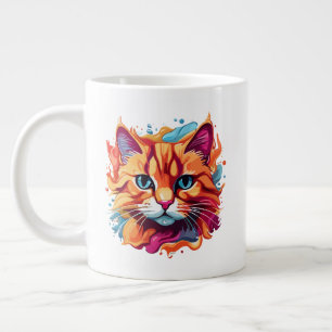 Cute Colourful Cat Face-87002 Large Coffee Mug