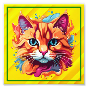 Cute Colourful Cat Face-87002 Photo Print