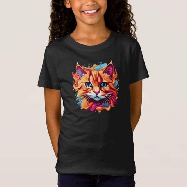  Cute Colourful Cat Face-87002 T-Shirt (Front)