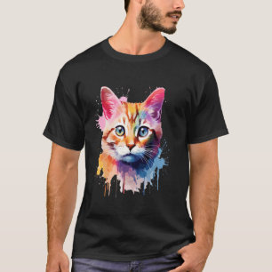 Cute Colourful Cat Face For Cat Lover T-Shirt