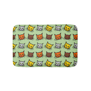 Cute Colourful Cat Face Pattern Bath Mat