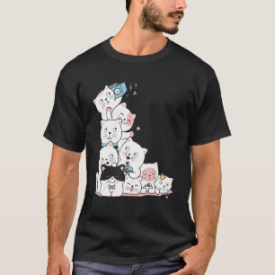 Cute Colourful Cat For Cat Multicolor Design T-Shirt
