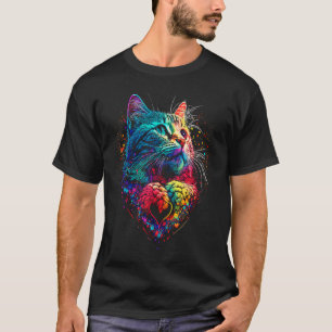 Cute Colourful Cat for Women's Girls Men Boys for T-Shirt