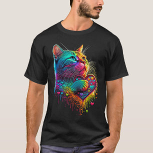 Cute Colourful Cat for Women's Girls Men Boys for T-Shirt