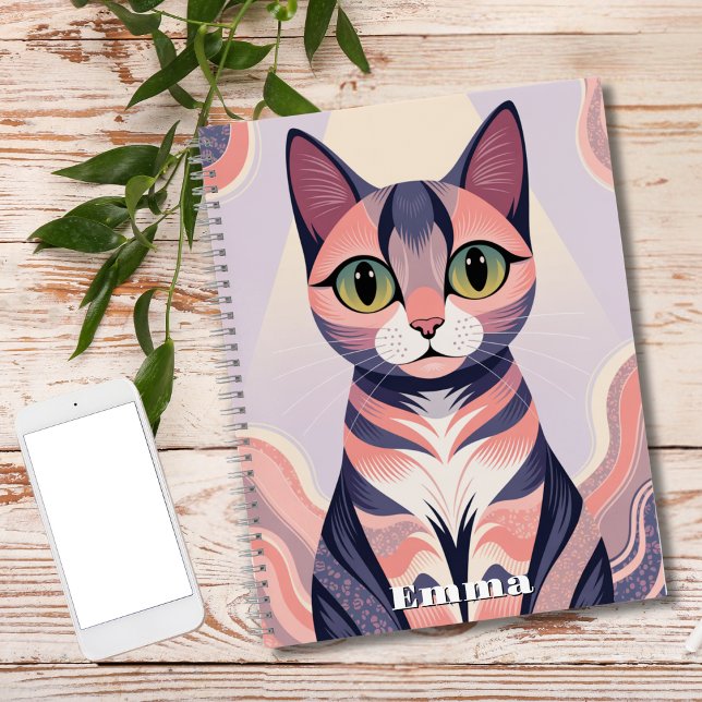 Cute Colourful Cat, Fun, Chic, Animal, Custom Notebook (Creator Uploaded)