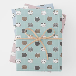 Cute Colourful Cat Pastel Colour Wrap Wrapping Paper Sheet