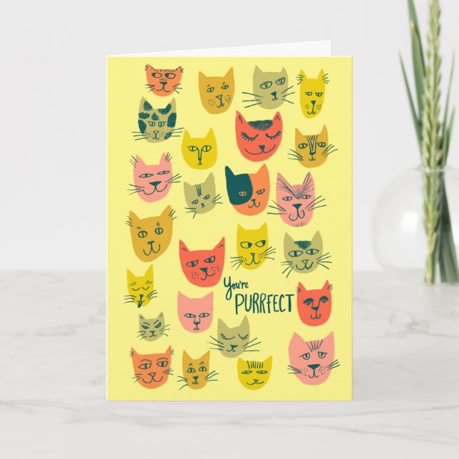 Cute colourful cat pattern HAPPY BIRTHDAY CUSTOM Card (Front)