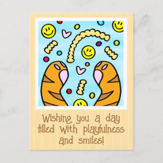 Cute Colourful Cat Paws Fries In The Sky Friendshi Postcard