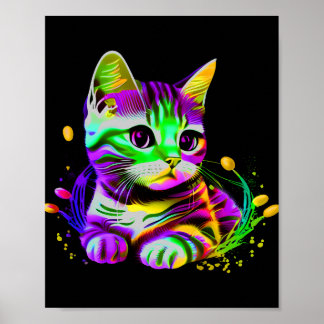 Cute Colourful Cat Poster