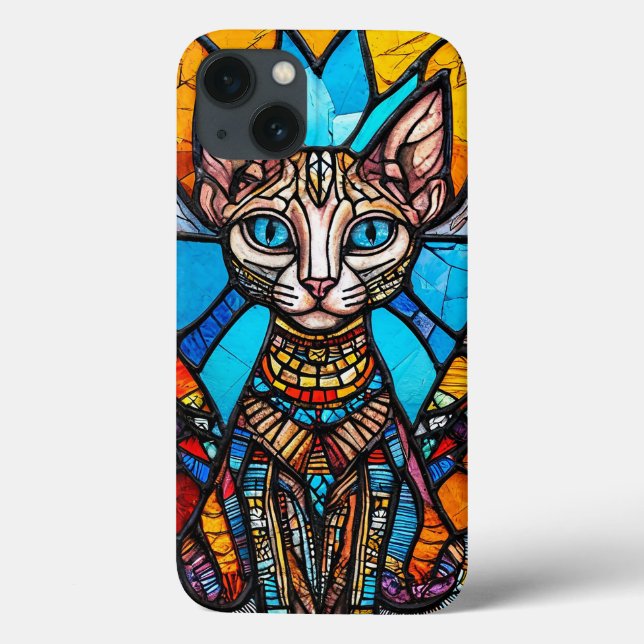 Cute colourful cat stained glass Case-Mate iPhone case (Back)