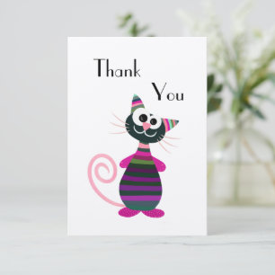 Cute colourful cat thank you card
