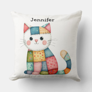 Cute Colourful Cat Throw Pillow