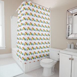 cute colourful caterpillar shower curtain