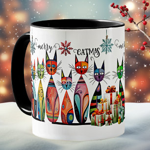 Cute Colourful Cats Merry Christmas  Coffee Mug