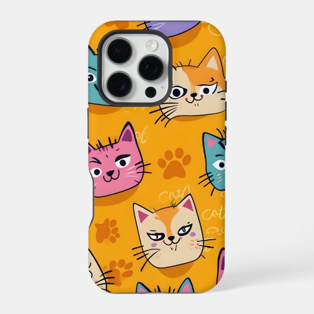 Cute & Colourful Cats Pattern iPhone Case (Back)