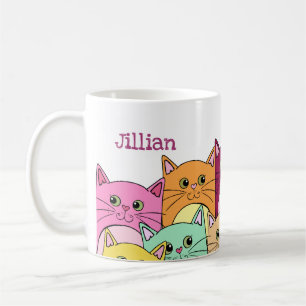 Cute Colourful Cats Personalised Coffee Mug