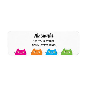 Cute Colourful Cats Return Address