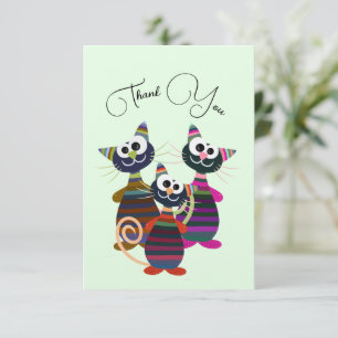 Cute colourful cats thank you card