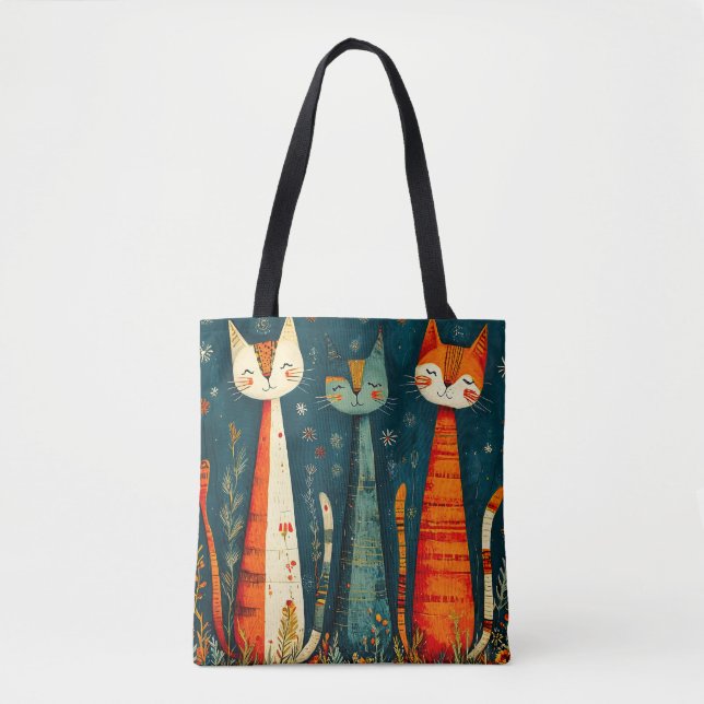 Cute colourful cats tote bag (Front)
