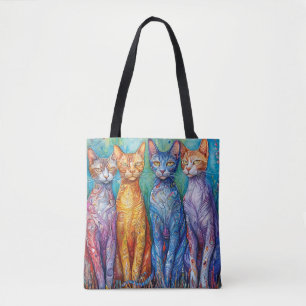 Cute colourful cats tote bag