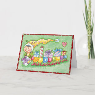 Cute Colourful Centipede Retro Christmas Holiday Card
