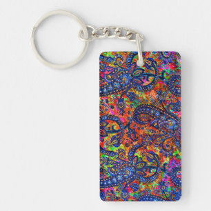 Cute colourful chakra pattern checkbook cover key ring