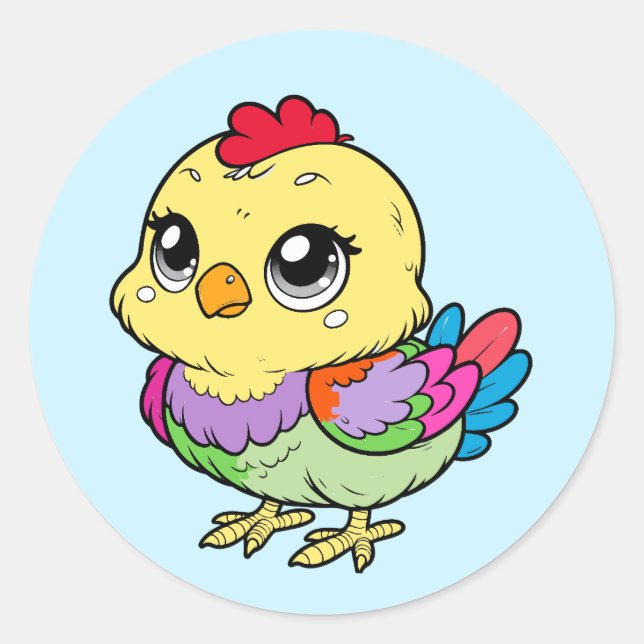 Cute Colourful Chicken Sticker – Fun Farm Art (Front)