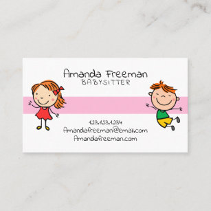 Cute Colourful Children Childcare and Babysitting Business Card