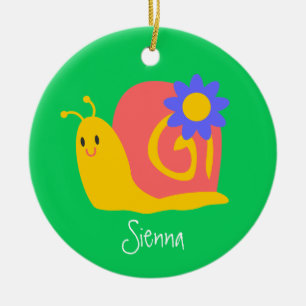 Cute colourful children's snail design ceramic tree decoration
