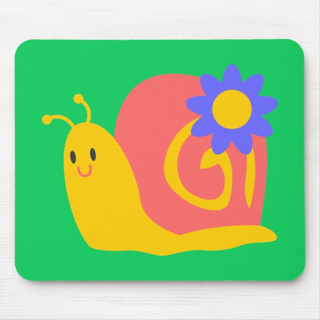 Cute colourful children's snail design mouse mat (Front)