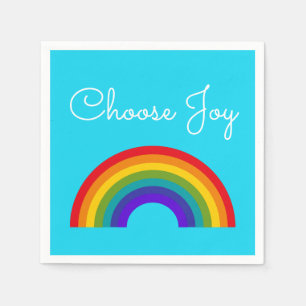 Cute Colourful Choose Joy inspirational Rainbow Napkin
