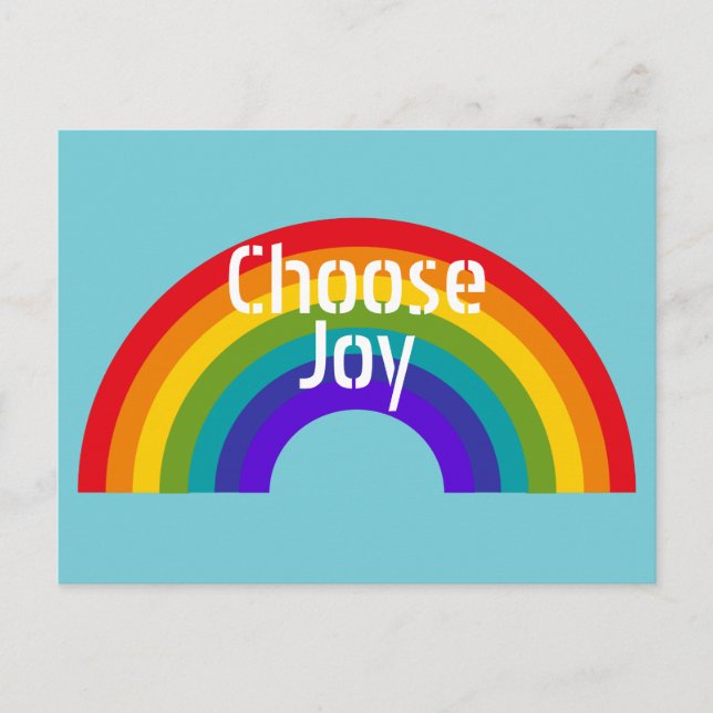 Cute Colourful Choose Joy Inspirational Rainbow Postcard (Front)