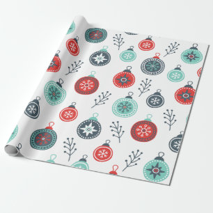 Cute Colourful Christmas Balls Pattern Wrapping Paper