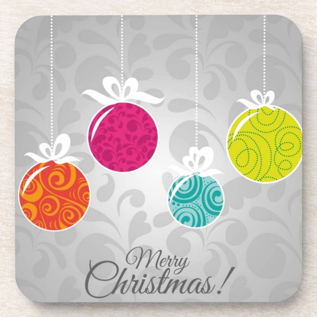 Cute colourful Christmas bauble decorations Coaster (Front)