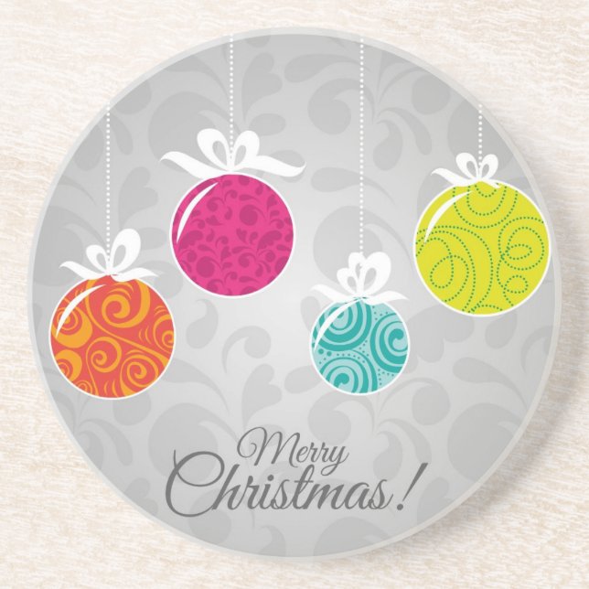 Cute colourful Christmas bauble decorations Coaster (Front)
