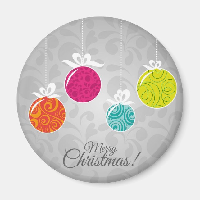 Cute colourful Christmas bauble decorations Magnet (Front)