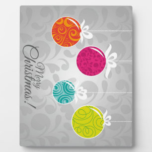 Cute colourful Christmas bauble decorations Plaque