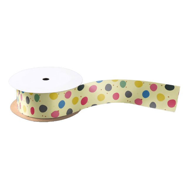 Cute Colourful Christmas Circles Satin Ribbon (Spool)