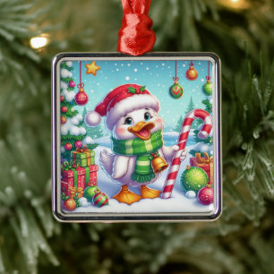 Cute Colourful Christmas duck Metal Tree Decoration