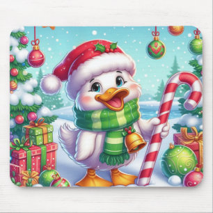 Cute Colourful Christmas duck Mouse Mat