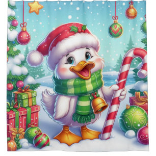 Cute Colourful Christmas duck Shower Curtain