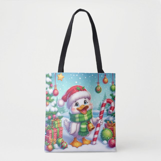 Cute Colourful Christmas duck Tote Bag (Front)