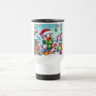 Cute Colourful Christmas duck Travel Mug